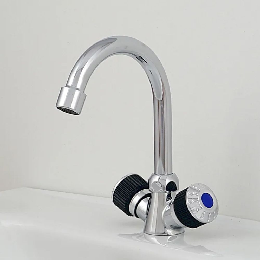 Смеситель для раковины двухручковый  черный с хромом  Potato Эверест B10-356F