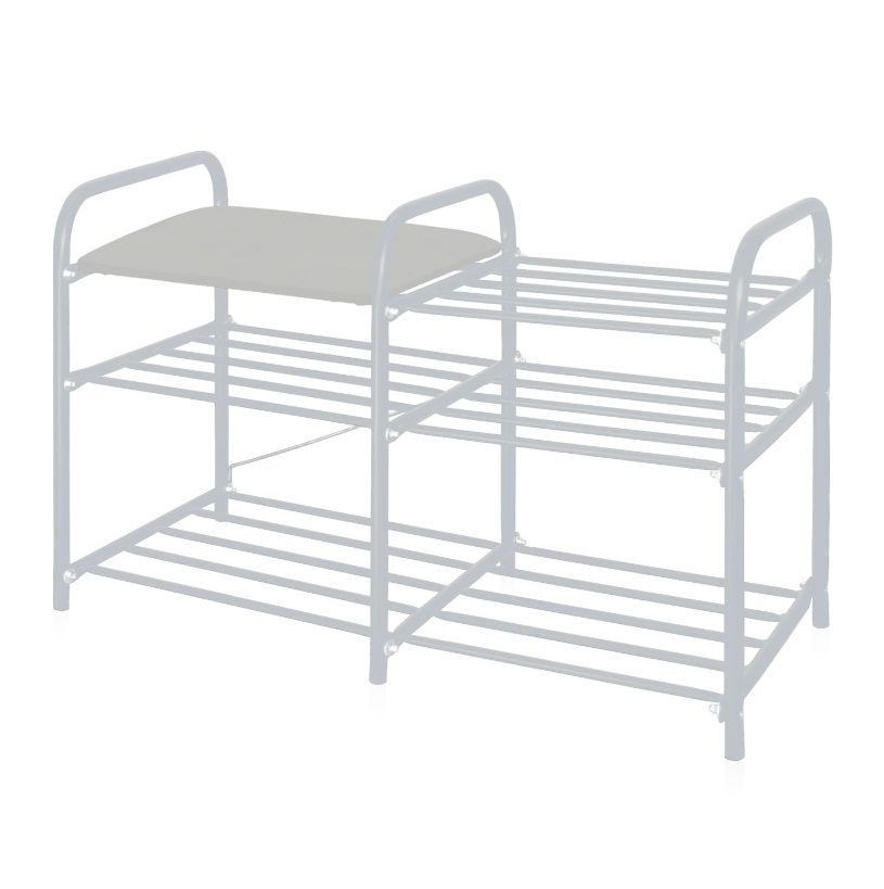 Этажерка "Люкс3" (500х330х800) ЭТЛ3-1/МС 3-х ярусн. с мягк. сидением,винил.разборн. матовый сер. Ника