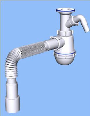 А-2015 Сифон АНИ ГРОТ 1 1/2х40 с отводом стир.машины,с гибкой трубой 40х40/50