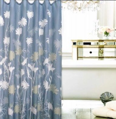 Штора для ванной тканевая голубая, 30246, "Залел", 180*200