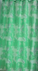 Штора для ванной тканевая зеленая, 1067, дельфин, "Залел" эконом, 170-180*200