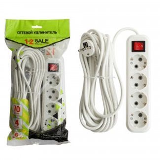 Сет. удлинитель ПВС 3х1 4роз. 10м 16А земля, выкл (корпус АБС-пластик) E1М