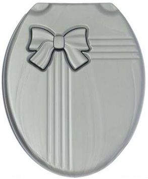 Крышка для унитаза жесткая серая (серебро) "Бантик"
