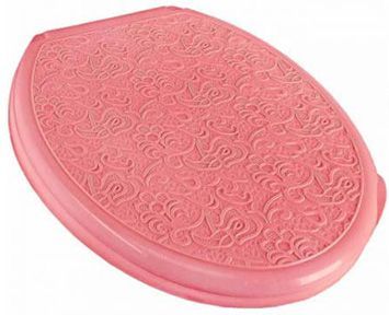 Крышка для унитаза жесткая розовая "ДЕКОР" АЖУР