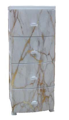 Комод 4-х секц. декор "Серый мрамор" белый моно рис. (РП451)