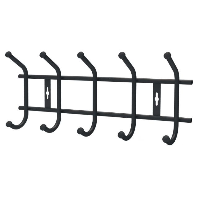 Вешалка настенная ВНТ5М/Ч 5-крючков (485 х 215 мм.) матовый черн. Ника (упак.5 )