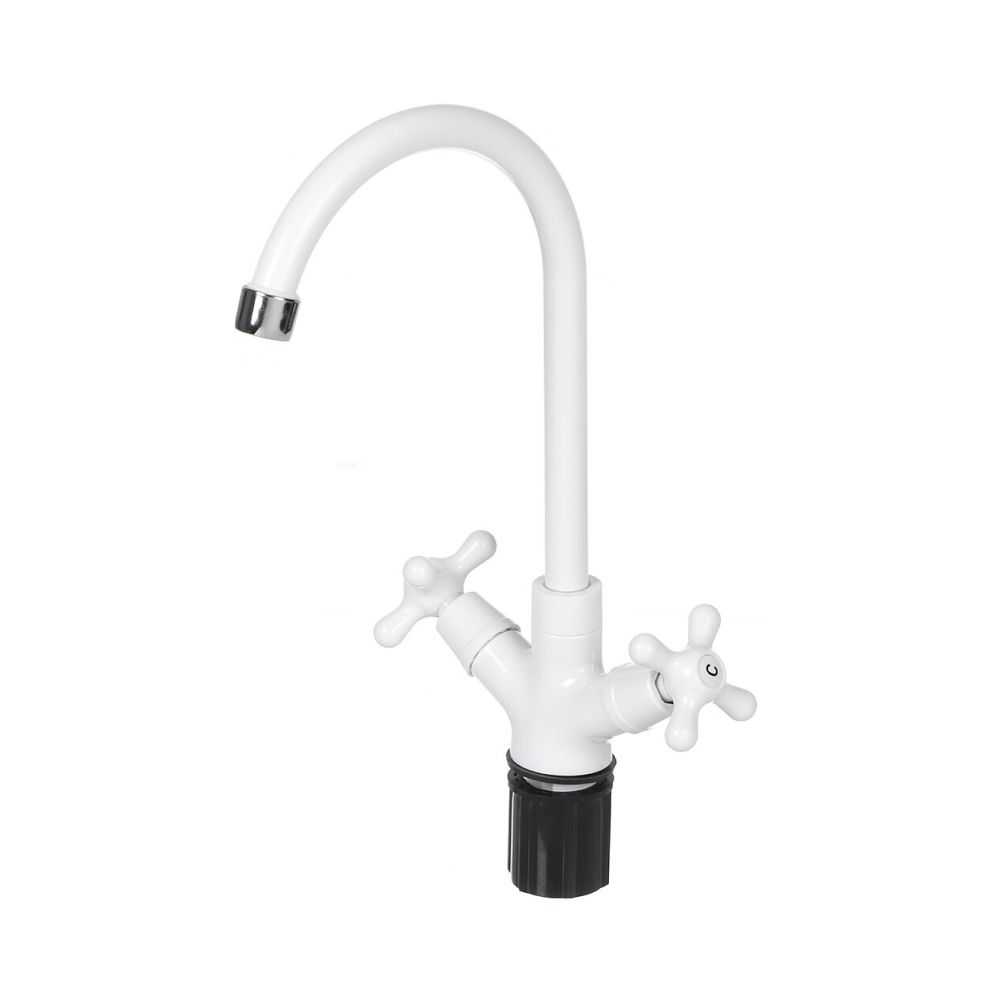 Смеситель для кухни двухручуовый белый Potato Эверест B 41-3597