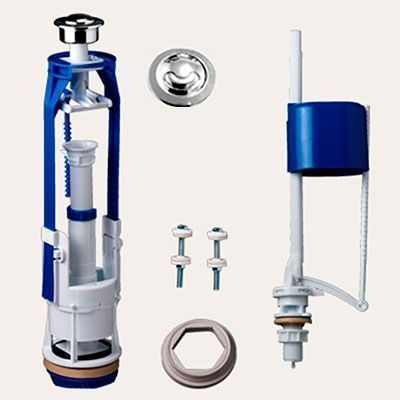 Арматура универсал.кнопочная АС-17.3М (д/смывного бачка) с универс.клапаном.НИЖНЯЯ подв.воды (Тула) "Стоп- Слив", с прокладками СЭВ, М-60 (Тула)