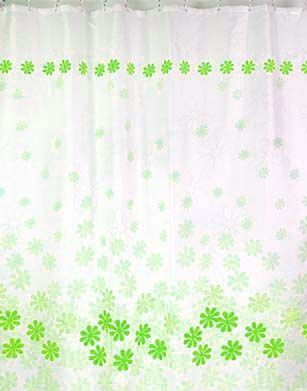 Штора для ванной тканевая зеленая, 1044, "Залел", 180*200