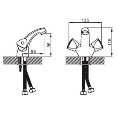 Смеситель для раковины двухручковый хром Potato Эверест B 10-334