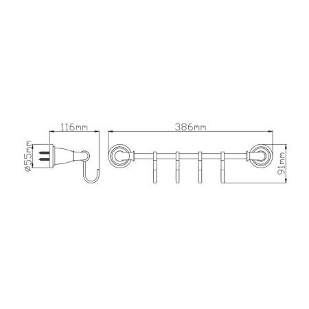Держатель полотенец трубчатый (4 крючка) P7214-4 (72 серия)