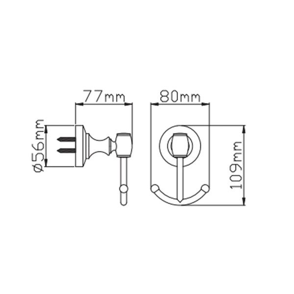 Настенный двойной крючок P2605-2 (26 серия)