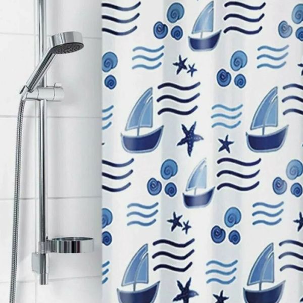 Штора для ванной тканевая белая, 1305, "Вилина" эконом, 170*180