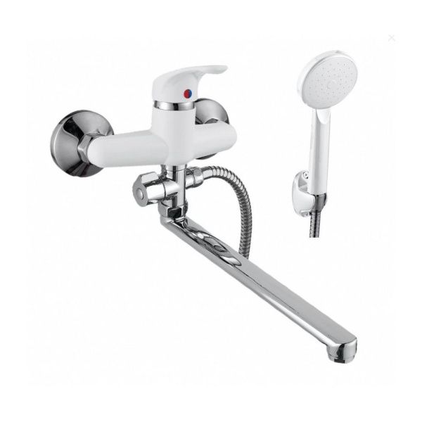 Смеситель для ванны и умывальника монокомандный белый/хром Potato Эверест B 21-033