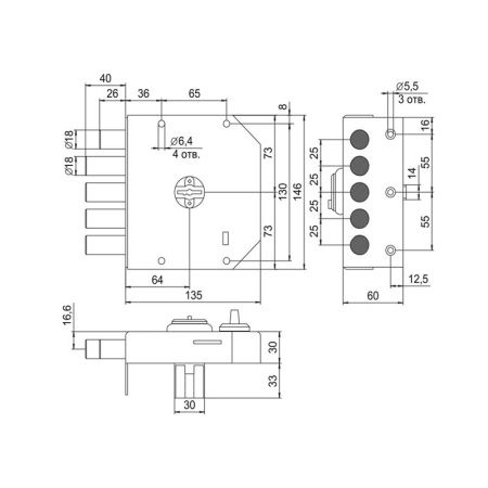 Замок накладной Гранит 1.06.61.МА никель