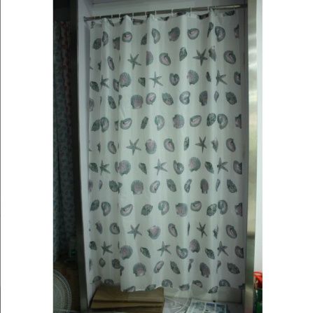 Штора для ванной тканевая серая, 1032, "Залел" эконом, 170-180*200