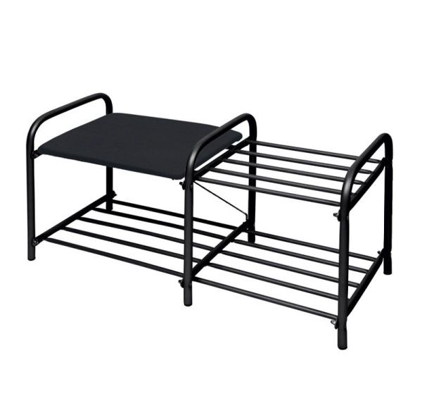 Этажерка "Люкс1" (360х330х800) ЭТЛ1-1/Ч 2-х ярусн. с мягк.сидением,винил.разборн. матовый черн. Ника