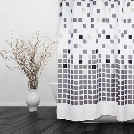 Штора для ванной тканевая белая, тетрис ВТ-822169, "Дорофей", 180*180