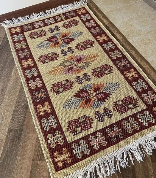 Коврик из хлопка 60*90 вишн./крем. UK2079 Kilim Usak