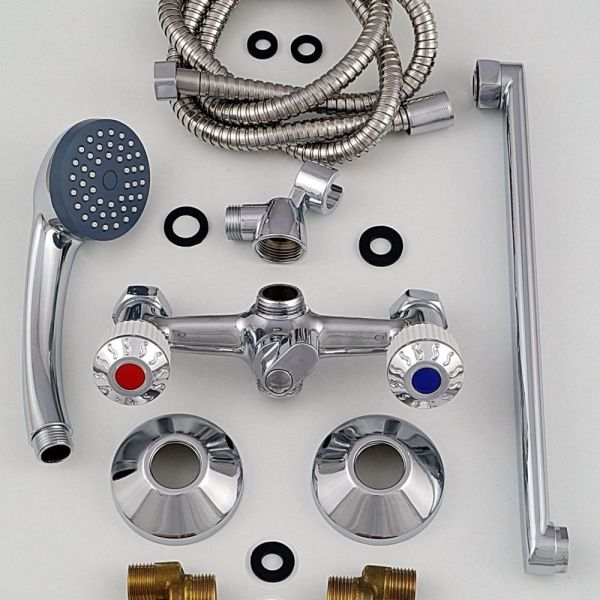 Смеситель для ванны и умывальника двухручковый хром Potato Эверест B 23-356 A