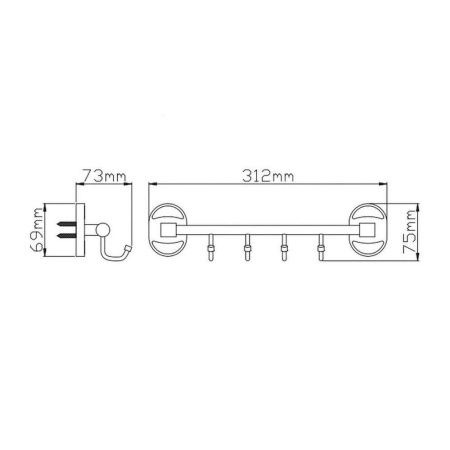 Держатель полотенец трубчатый (4 крючка) P2916-4 (29 серия)