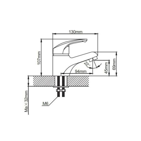 Смеситель для раковины монокомандный хром Potato Эверест B 10-029 М