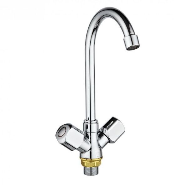 Смеситель для кухни двухручковый хром Potato P 4471-7