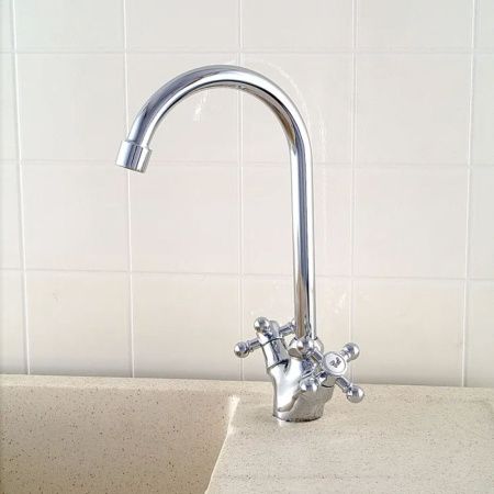 Смеситель для кухни двухручковый хром Potato Эверест B 69-301