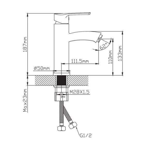 Смеситель для раковины монокомандный  черный  Potato Эверест B10-0456M