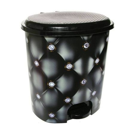 Ведро для мусора 12л черное с педалью Кожа