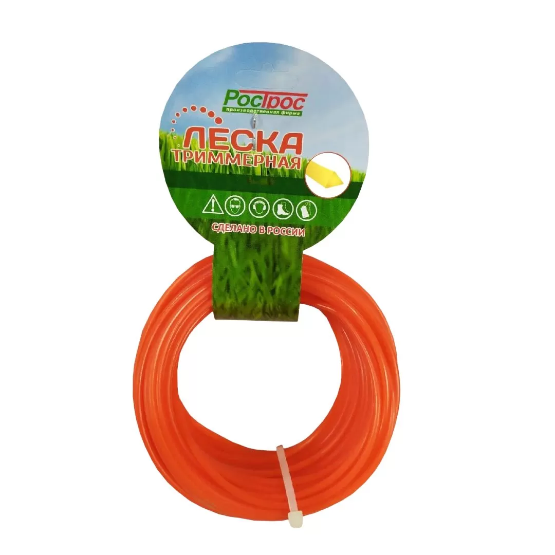 Леска для триммера 4,0мм треугольник 15м Россия