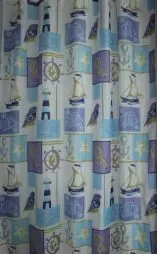 Штора для ванной тканевая синяя, 1421, "Залел" эконом, 170-180*200