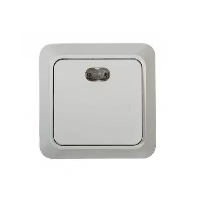 Выключатель одноклавишный с подсветкой BOLLETO 7121 белый накладной