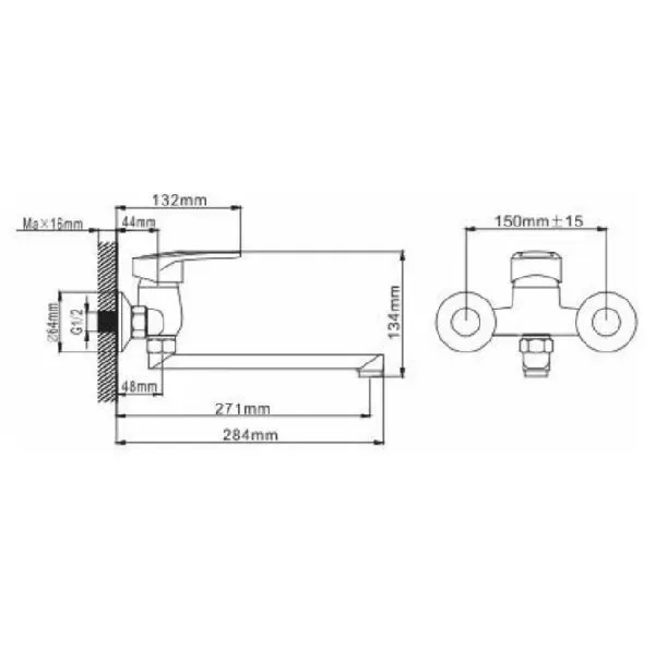Смеситель для ванны и умывальника монокомандный хром Potato Эверест B 22-270 GS