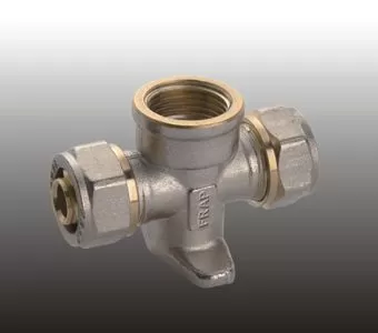 Тройник с креплением прямой F 310.1604 (FR 1605-ZT 16х1/2F х16) латунь Frap